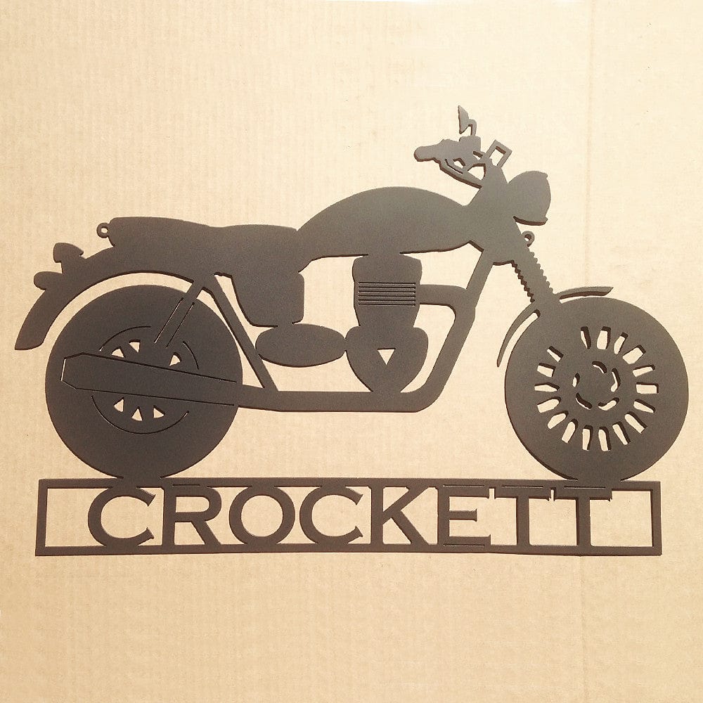 motorcycle with custom text (N17) - Rusty Rooster Metal
