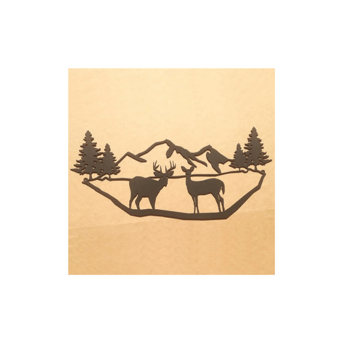 Rusty Rooster Fabrication & Design Mountains with Deer Metal Wall Art (N5)