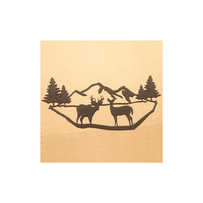 Rusty Rooster Fabrication & Design Mountains with Deer Metal Wall Art (N5)