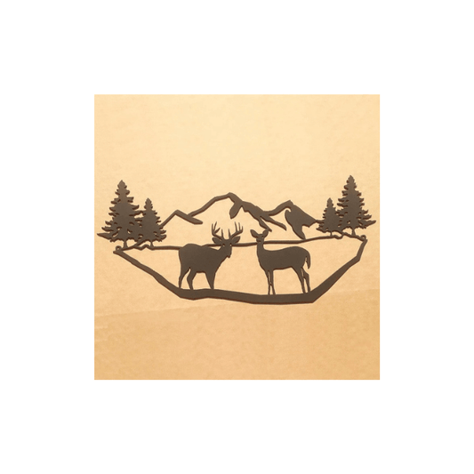 Rusty Rooster Fabrication & Design Mountains with Deer Metal Wall Art (N5)