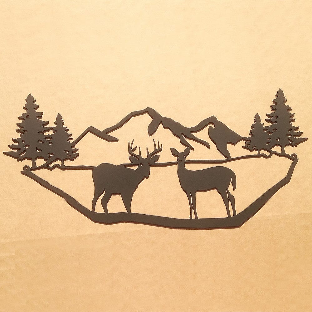 Rusty Rooster Fabrication & Design Mountains with Deer Metal Wall Art (N5)