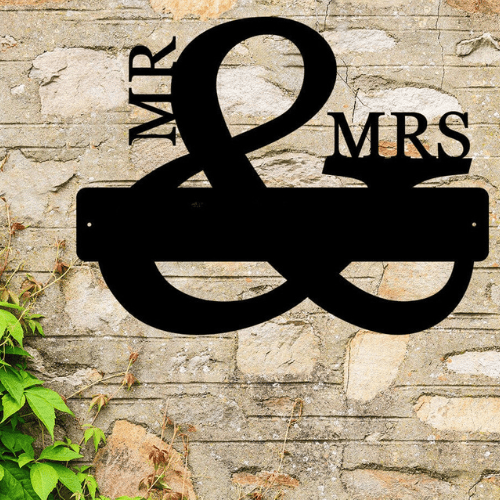 Personalized Mr. & Mrs. Monogram Metal Wall Art (D47) blank personalization preview