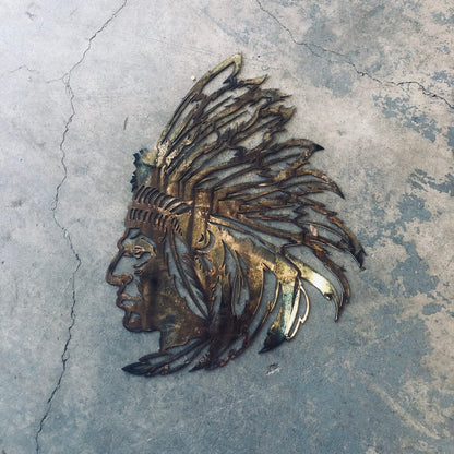 Rusty Rooster Fabrication & Design Native American with Head Dress  (O43)