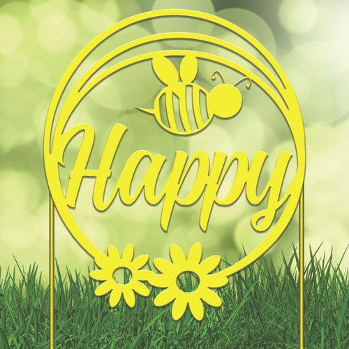 Rusty Rooster Fabrication & Design No Color Bee Happy Garden Stake (A90)