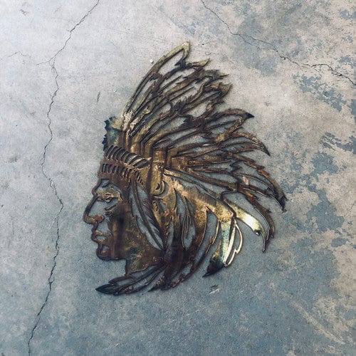Rusty Rooster Fabrication & Design No Color Native American with Head Dress  (O43)