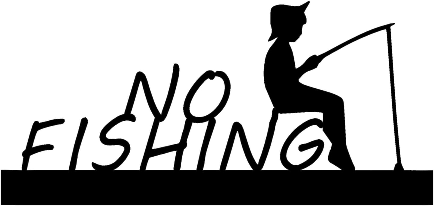 Rusty Rooster Fabrication & Design No Fishing Garden Stake with Little Boy and Personalized Text Field (X21)