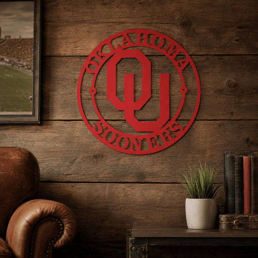 Officially Licensed Oklahoma Sooners OU Logo Metal Wall Art