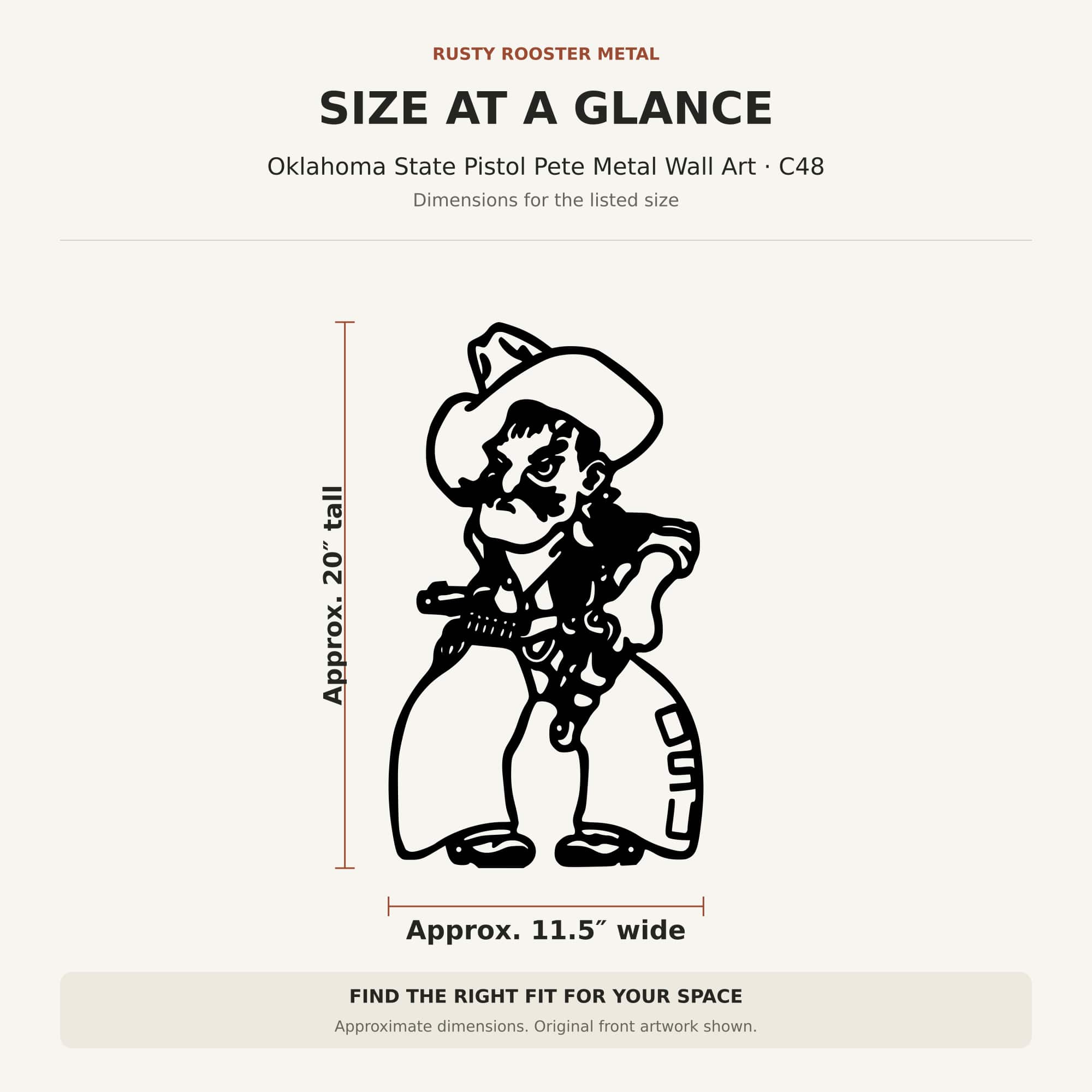 Oklahoma State Pistol Pete Metal Art | Oklahoma State Décor