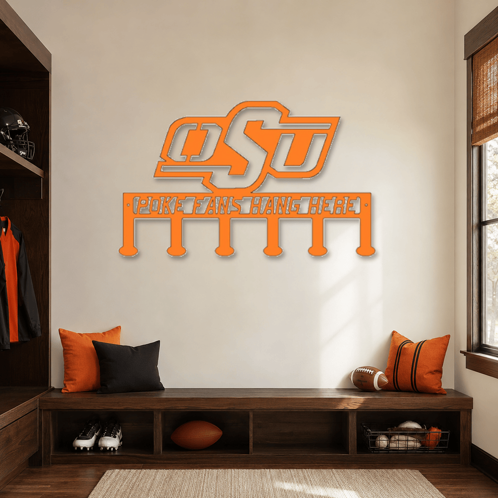 Rusty Rooster Fabrication & Design Officially Licensed OSU Poke Fans Metal Coat Rack (C42)