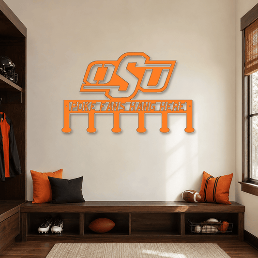 Rusty Rooster Fabrication & Design Officially Licensed OSU Poke Fans Metal Coat Rack (C42)