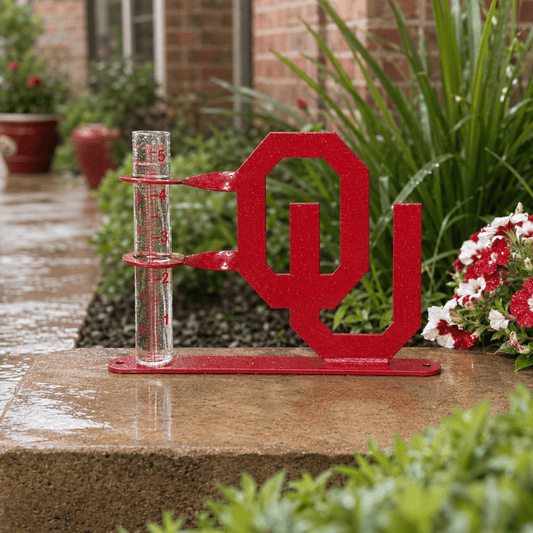 Officially Licensed OU Metal Rain Gauge – Oklahoma Sooners Garden Decor