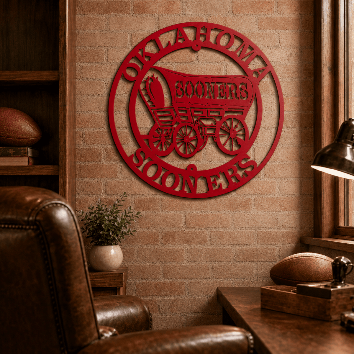 Rusty Rooster Fabrication & Design Officially Licensed Sooner Schooner Metal Wall Art – OU Decor (B43)