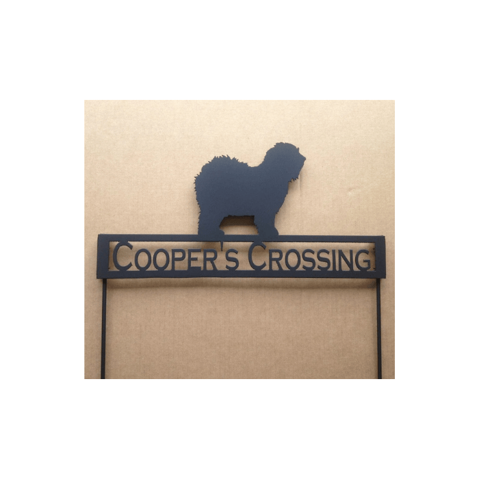 Rusty Rooster Fabrication & Design Old English Sheep Dog Metal Garden Stake with Personalized Text Field (X26)