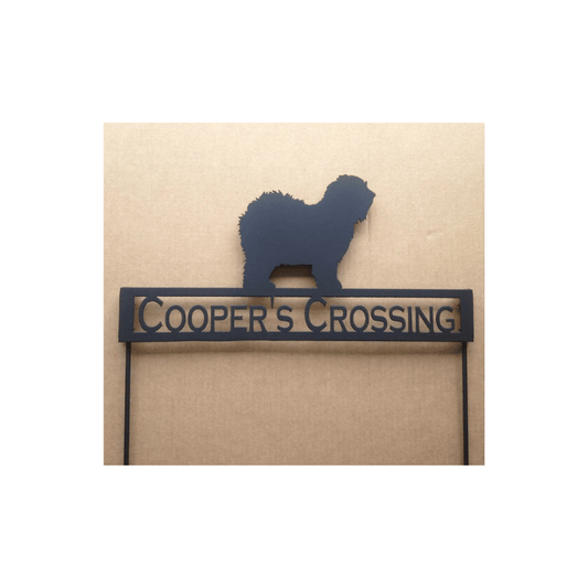 Rusty Rooster Fabrication & Design Old English Sheep Dog Metal Garden Stake with Personalized Text Field (X26)