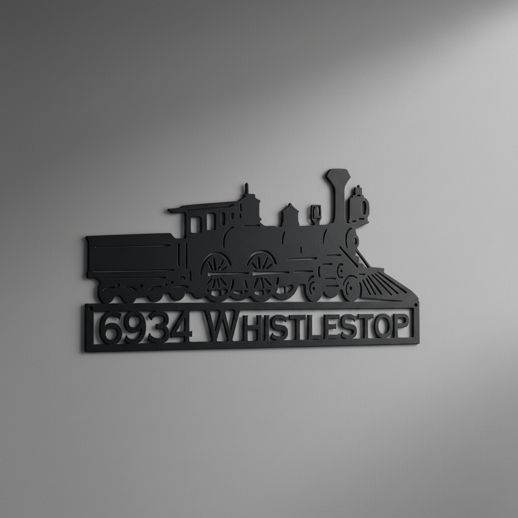 Rusty Rooster Fabrication & Design Old Train Steam Engine with Custom Text Field (J12)
