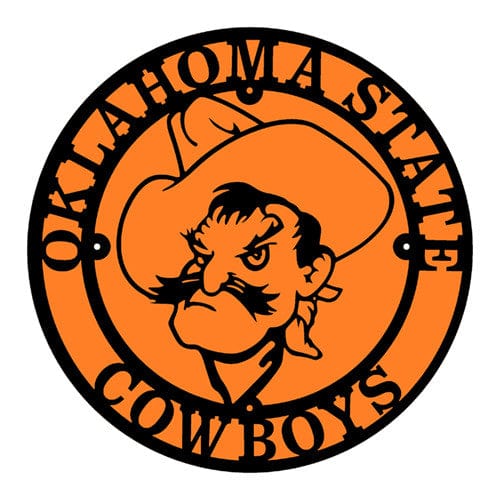 Rusty Rooster Fabrication & Design Orange & Black Oklahoma State Cowboys Pistol Pete in a Circle (C47)