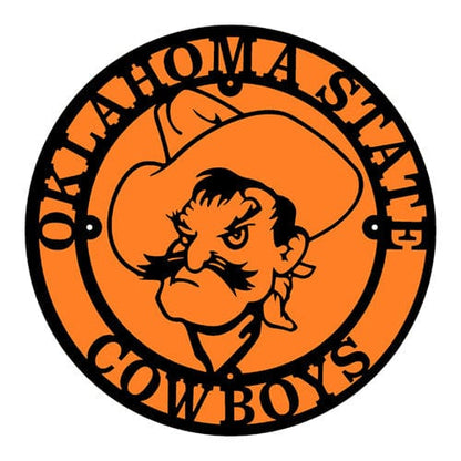 Rusty Rooster Fabrication & Design Orange & Black Oklahoma State Cowboys Pistol Pete in a Circle (C47)