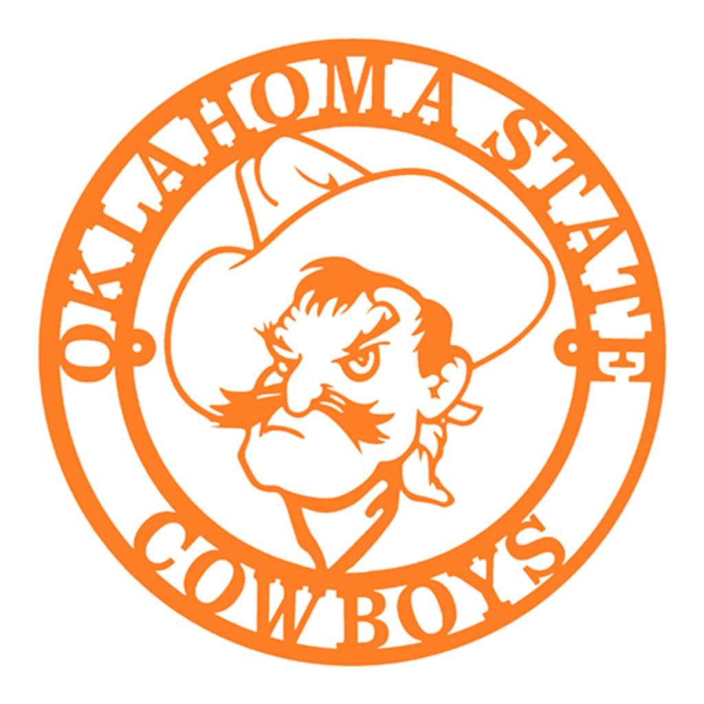 Rusty Rooster Fabrication & Design Orange Only Oklahoma State Cowboys Pistol Pete in a Circle (C47)