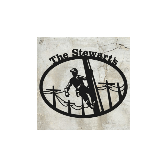 Rusty Rooster Fabrication & Design Oval Lineman Sign with Personalized Text (F38)