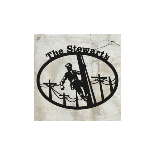 Rusty Rooster Fabrication & Design Oval Lineman Sign with Personalized Text (F38)