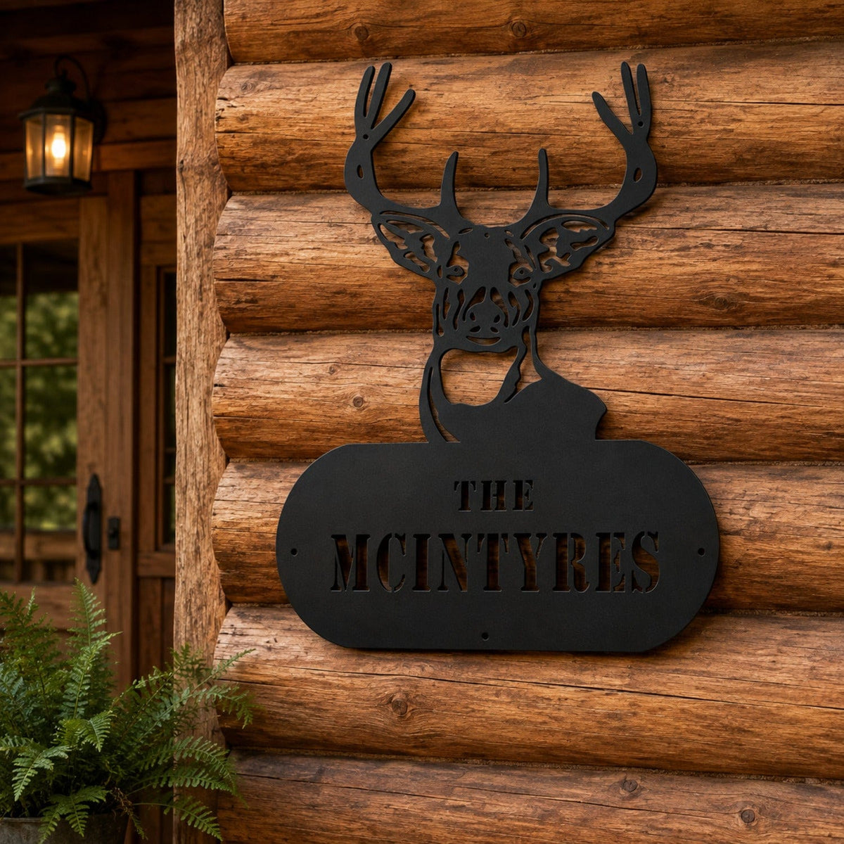 Rusty Rooster Fabrication & Design Personalized Buck Head Metal Sign – Custom Hunting Cabin Decor (Z27)