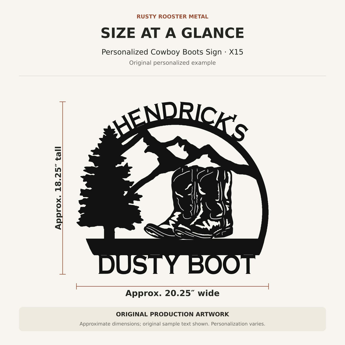 Rusty Rooster Fabrication & Design Personalized Cowboy Boots Welcome Sign – Western Metal Decor (X15)