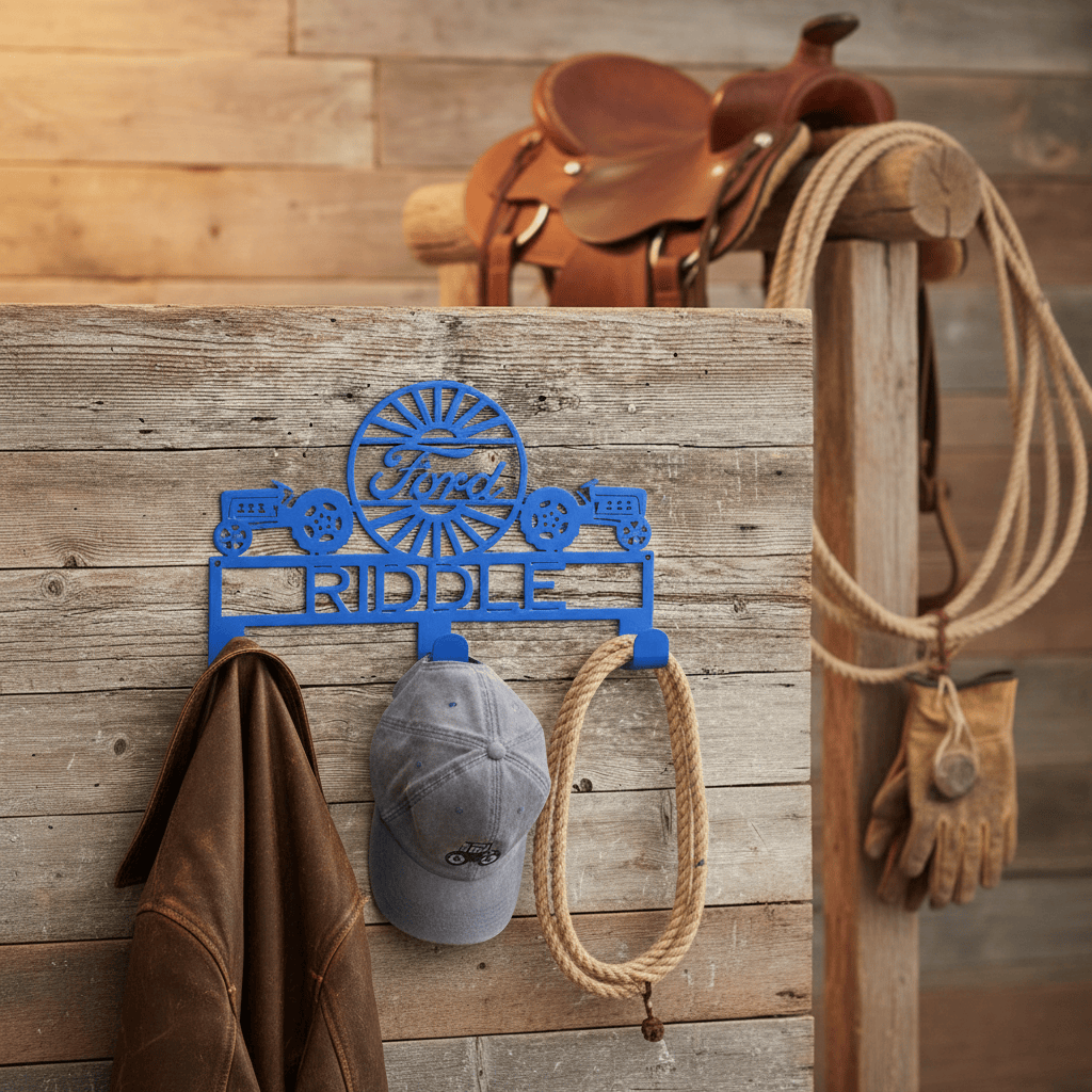 Rusty Rooster Fabrication & Design Personalized Dual Tractor – Ford Coat & Hat Rack (V14)