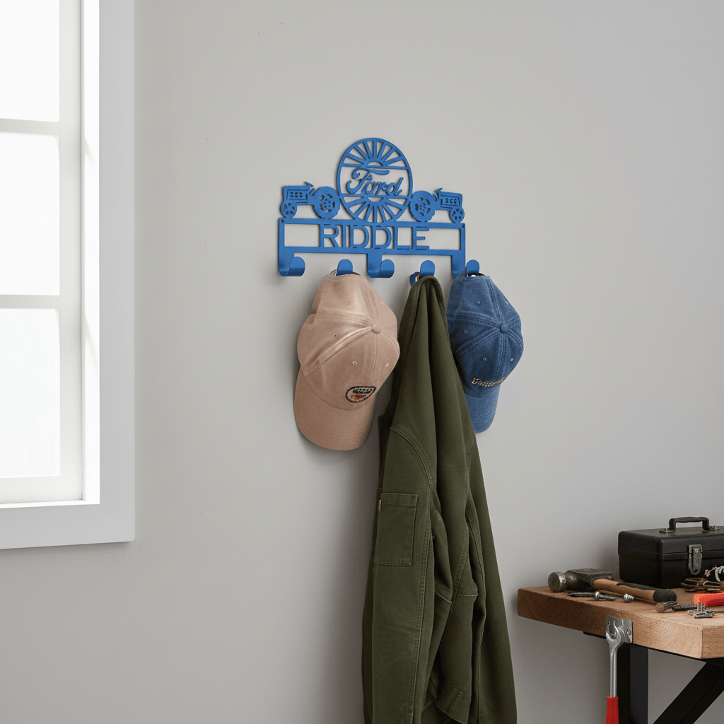 Rusty Rooster Fabrication & Design Personalized Dual Tractor – Ford Coat & Hat Rack (V14)