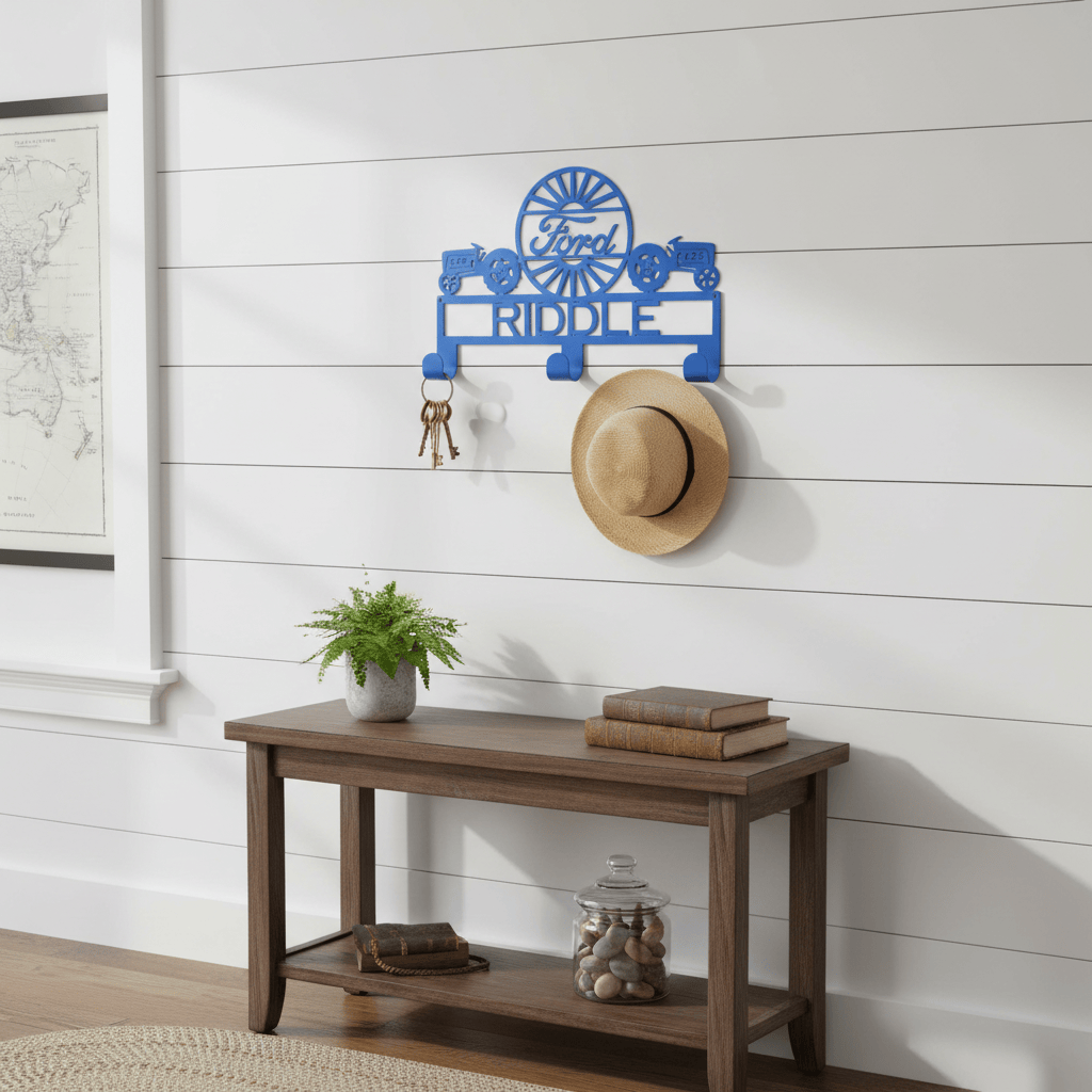 Rusty Rooster Fabrication & Design Personalized Dual Tractor – Ford Coat & Hat Rack (V14)