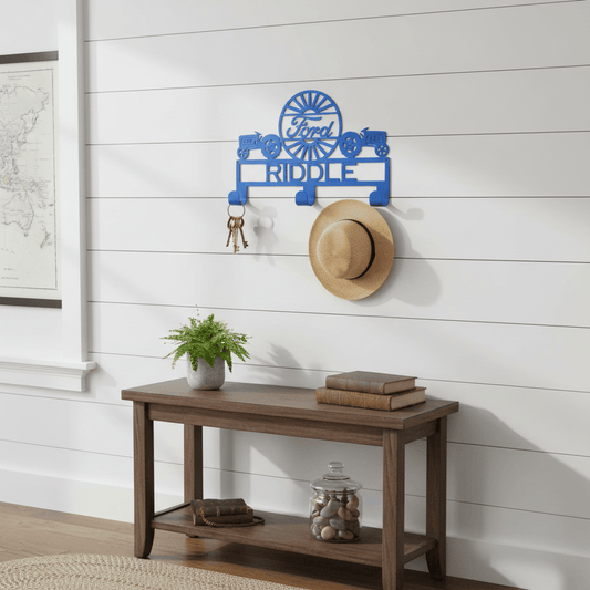 Rusty Rooster Fabrication & Design Personalized Dual Tractor – Ford Coat & Hat Rack (V14)