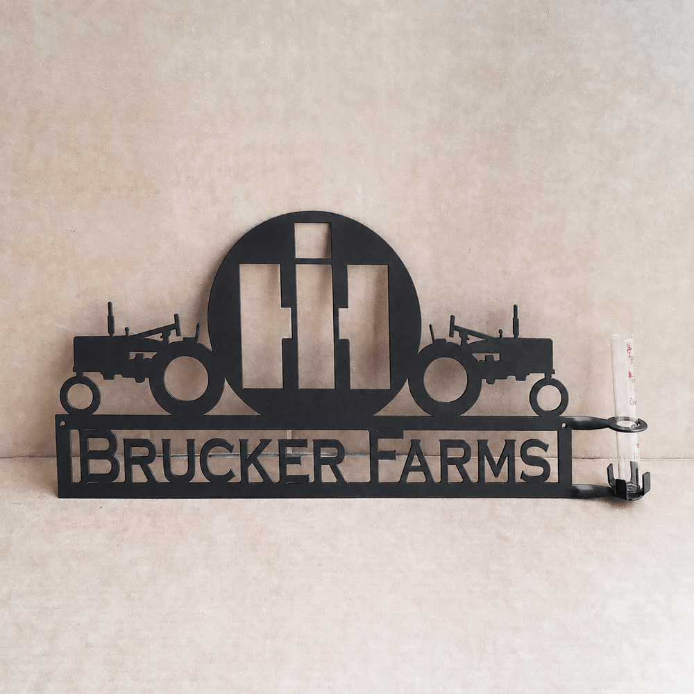 Rusty Rooster Fabrication & Design Personalized Dual Tractor Rain Gauge — IH Style (A31)