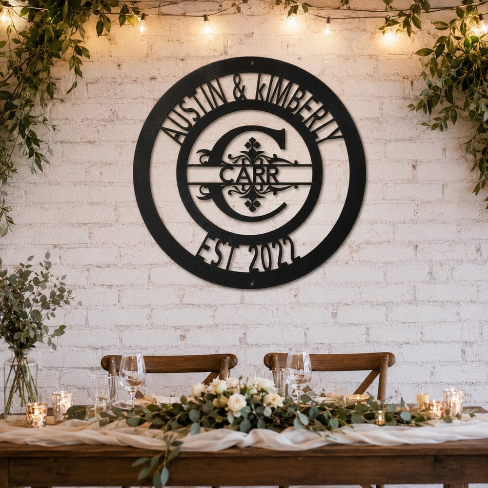 Personalized Family Circle Monogram Metal Sign