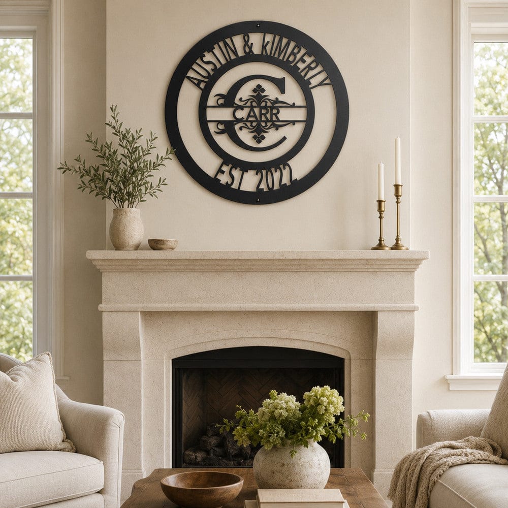 Personalized Family Circle Monogram Metal Sign