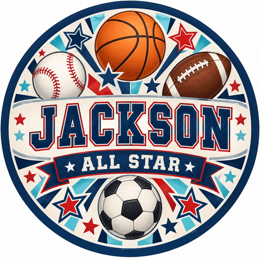 Rusty Rooster Fabrication & Design Personalized Full-Color Steel Sign Personalized All-Star Sports Kids Round Steel Sign (Sub A32)