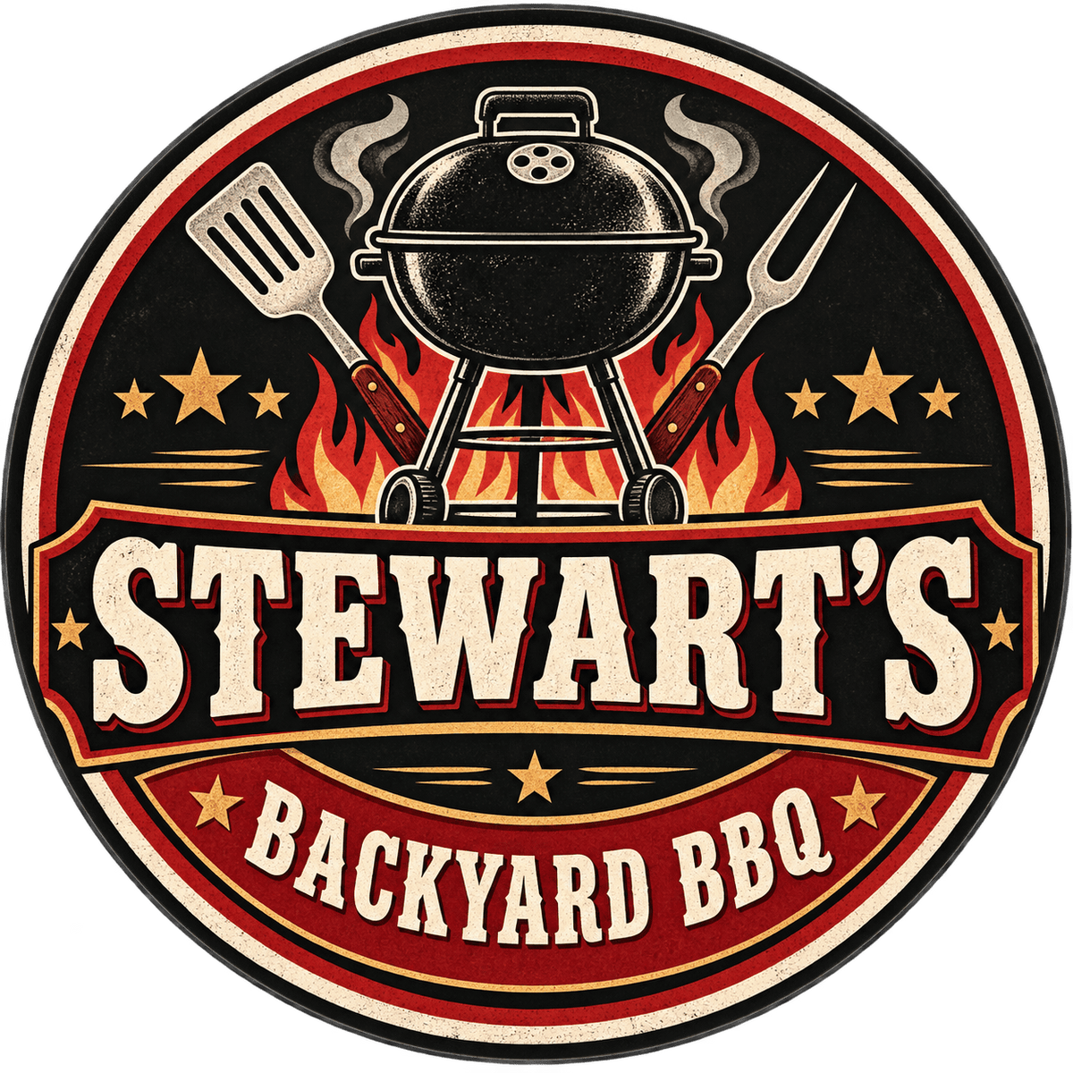 Rusty Rooster Fabrication & Design Personalized Full-Color Steel Sign Personalized Backyard BBQ Round Steel Sign (Sub A2)