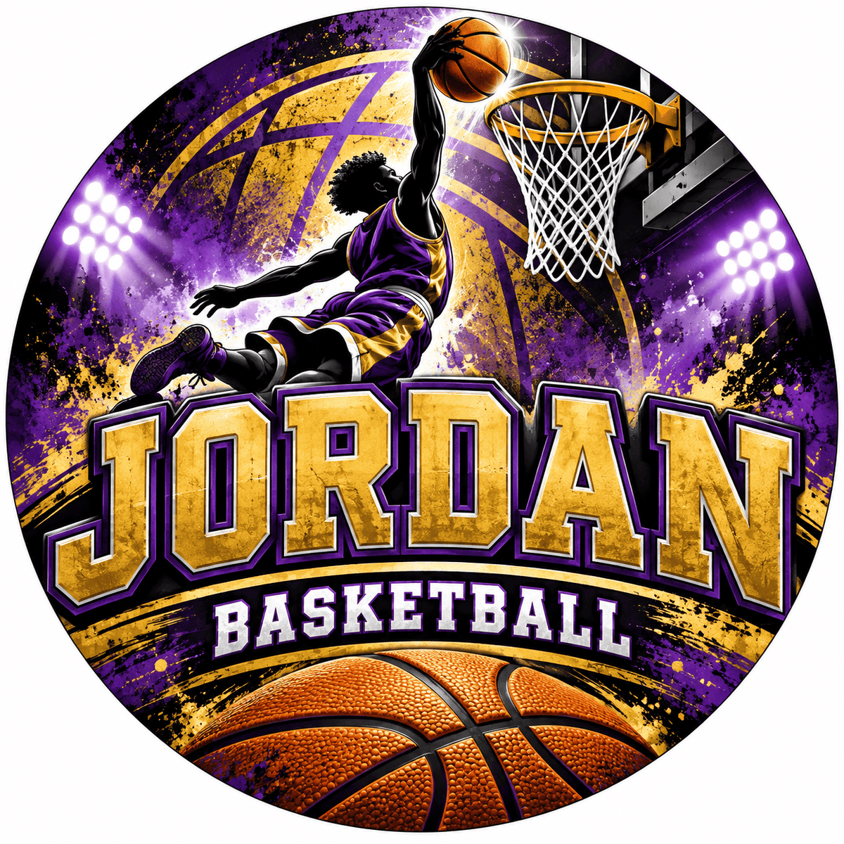 Rusty Rooster Fabrication & Design Personalized Full-Color Steel Sign Personalized Basketball Round Steel Sign (Sub A106)