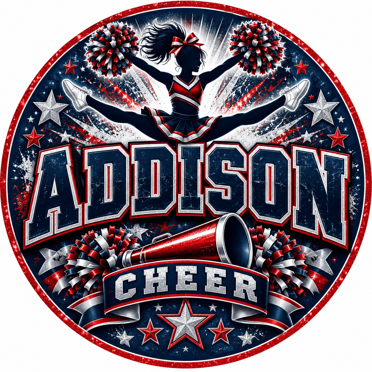 Rusty Rooster Fabrication & Design Personalized Full-Color Steel Sign Personalized Cheer Round Steel Sign (Sub A110)