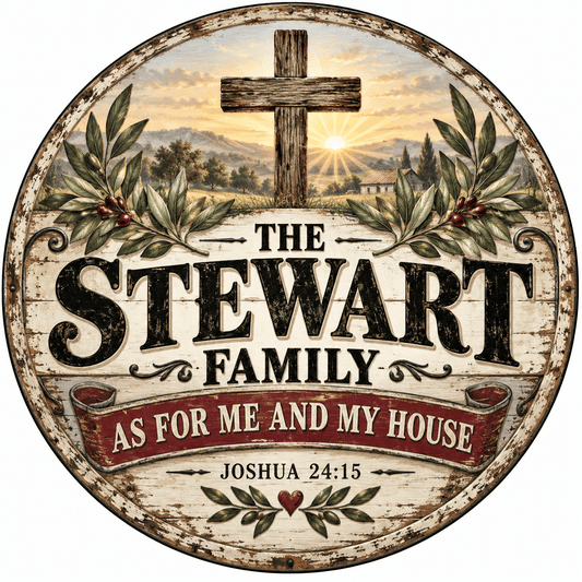 Rusty Rooster Fabrication & Design Personalized Full-Color Steel Sign Personalized Christian Family Round Steel Sign (Sub A89)