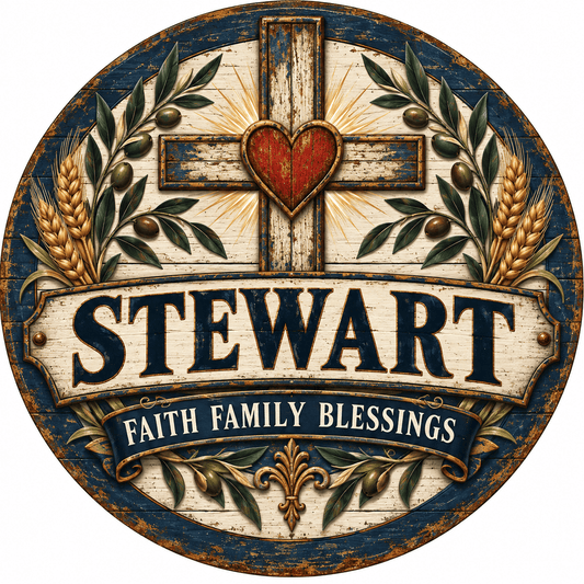 Rusty Rooster Fabrication & Design Personalized Full-Color Steel Sign Personalized Faith Family Blessings Round Steel Sign (Sub A90)
