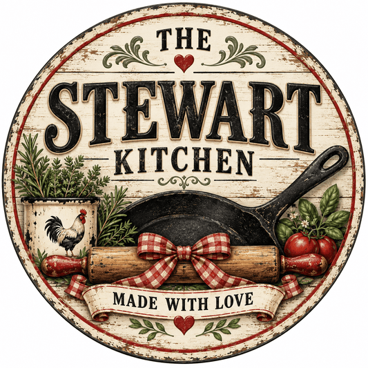 Rusty Rooster Fabrication & Design Personalized Full-Color Steel Sign Personalized Family Kitchen Round Steel Sign (Sub A79)