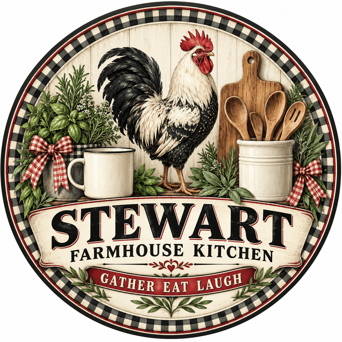 Rusty Rooster Fabrication & Design Personalized Full-Color Steel Sign Personalized Farmhouse Kitchen Round Steel Sign (Sub A83)