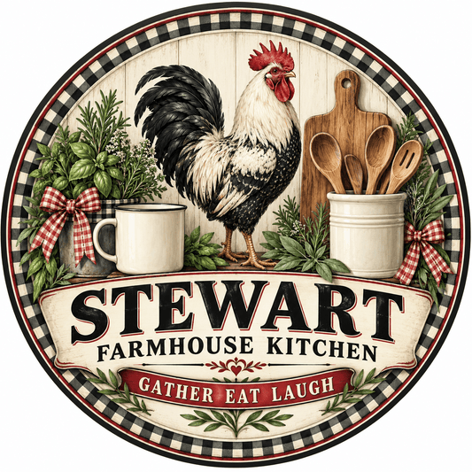 Rusty Rooster Fabrication & Design Personalized Full-Color Steel Sign Personalized Farmhouse Kitchen Round Steel Sign (Sub A83)