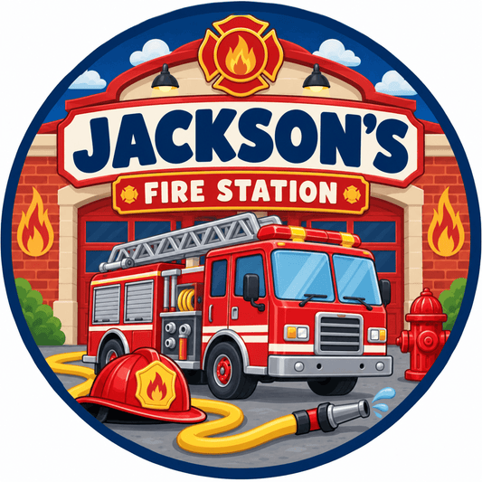 Rusty Rooster Fabrication & Design Personalized Full-Color Steel Sign Personalized Fire Station Kids Round Steel Sign (Sub A30)