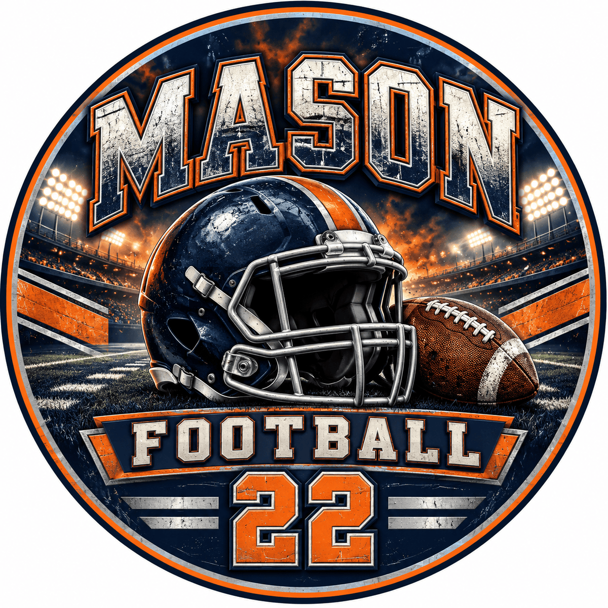 Rusty Rooster Fabrication & Design Personalized Full-Color Steel Sign Personalized Football Jersey Round Steel Sign (Sub A98)
