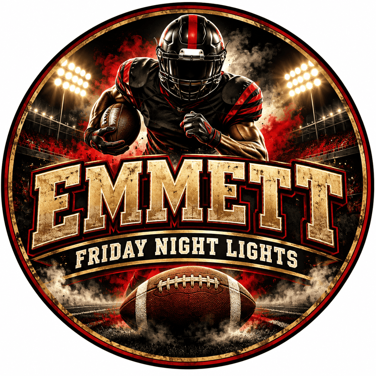 Rusty Rooster Fabrication & Design Personalized Full-Color Steel Sign Personalized Friday Night Football Round Steel Sign (Sub A99)