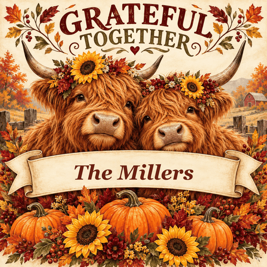 Rusty Rooster Fabrication & Design Personalized Full-Color Steel Sign Personalized Grateful Together Square Steel Sign (Sub A132)