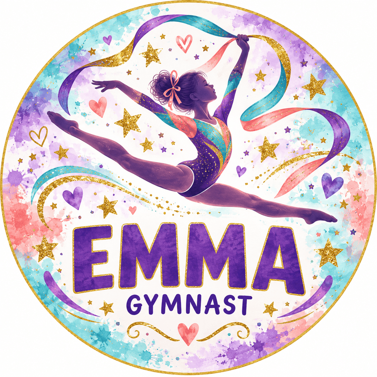 Rusty Rooster Fabrication & Design Personalized Full-Color Steel Sign Personalized Gymnast Kids Round Steel Sign (Sub A42)
