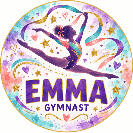 Rusty Rooster Fabrication & Design Personalized Full-Color Steel Sign Personalized Gymnast Kids Round Steel Sign (Sub A42)