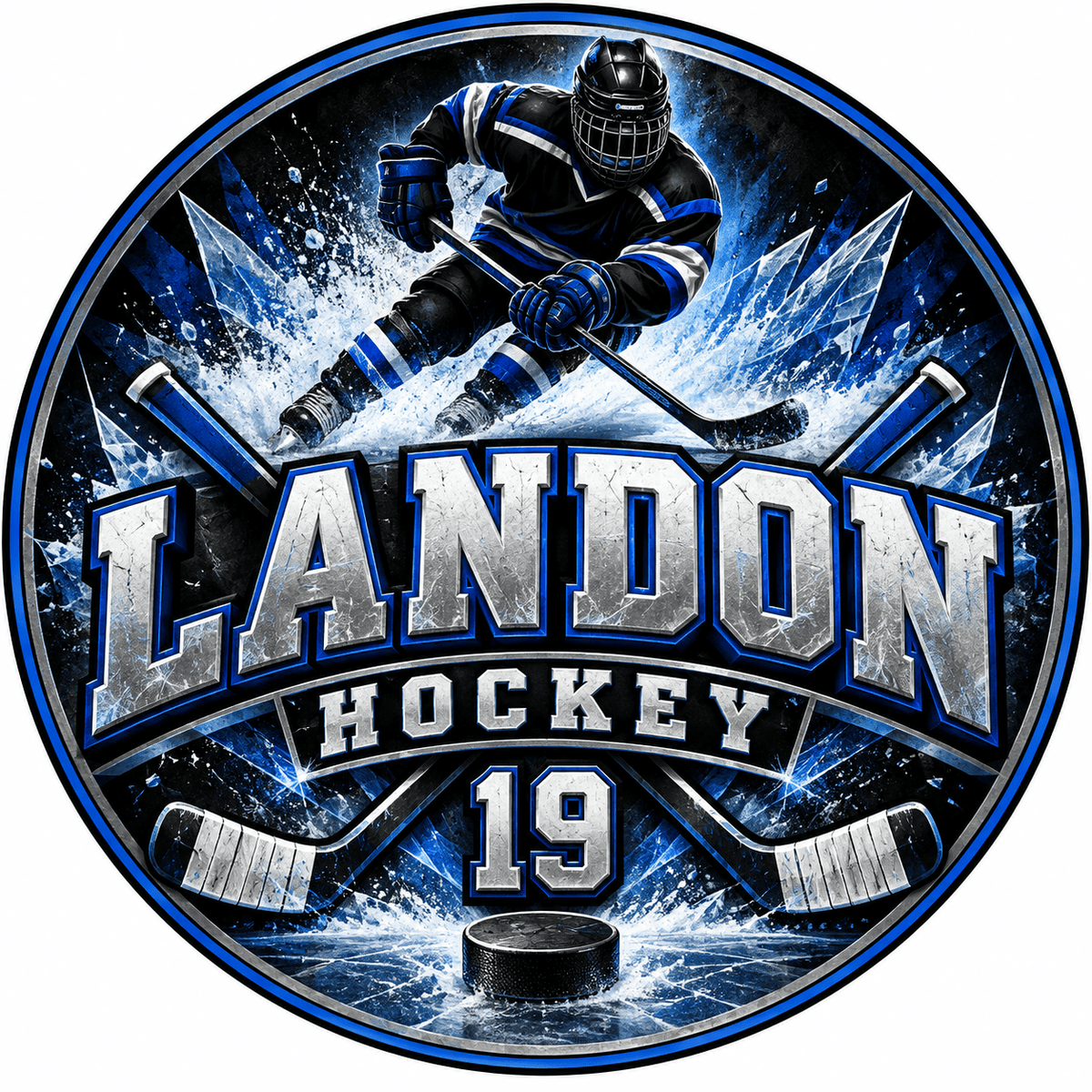 Rusty Rooster Fabrication & Design Personalized Full-Color Steel Sign Personalized Hockey Jersey Round Steel Sign (Sub A113)