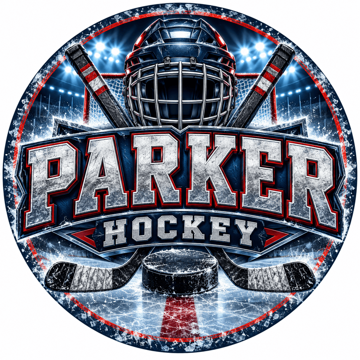 Rusty Rooster Fabrication & Design Personalized Full-Color Steel Sign Personalized Hockey Round Steel Sign (Sub A112)